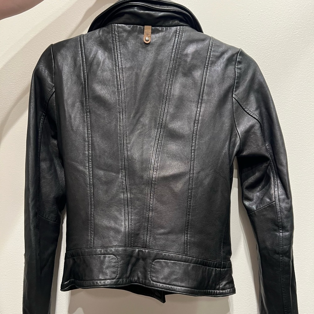 Aritzia Black Leather Moto Jacket